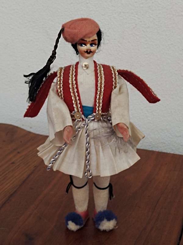Vintage Folk Art Doll: Greek circa 1970