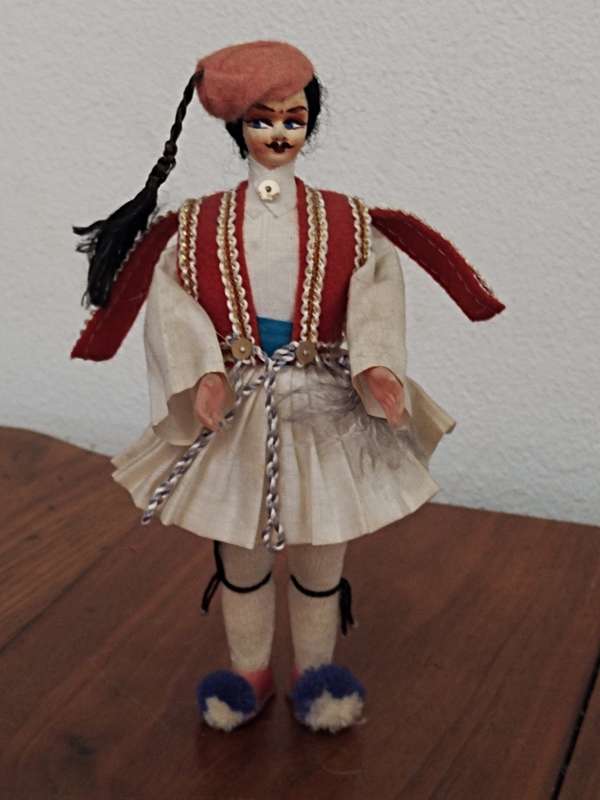 Vintage Folk Art Doll: Greek circa 1970