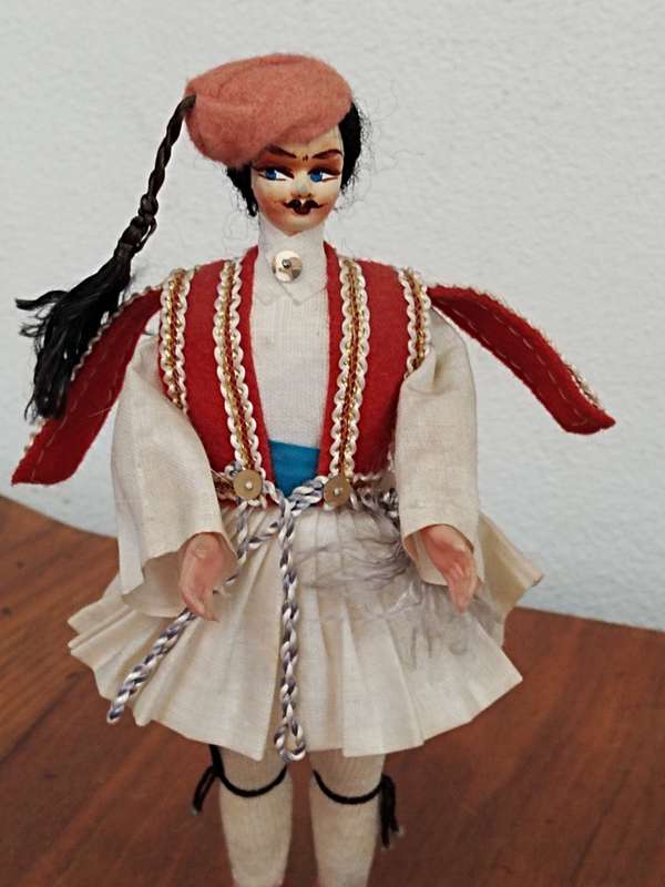 Vintage Folk Art Doll: Greek circa 1970