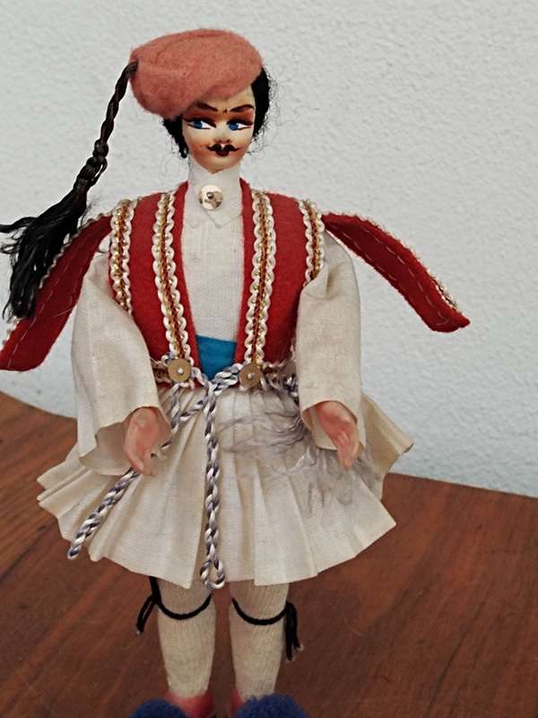 Vintage Folk Art Doll: Greek circa 1970