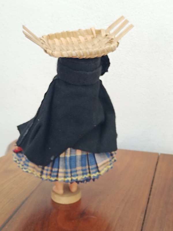 Vintage Folk Art Doll: Nazare-Portugal Doll on wooden stand