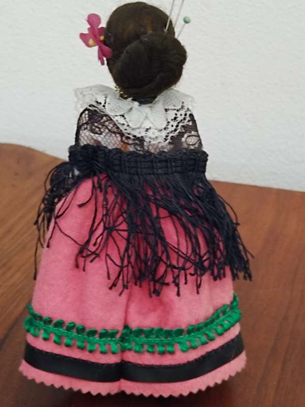 Vintage Folk Art Doll: Lela, Florence, Venezia Doll. Murano glass pendant