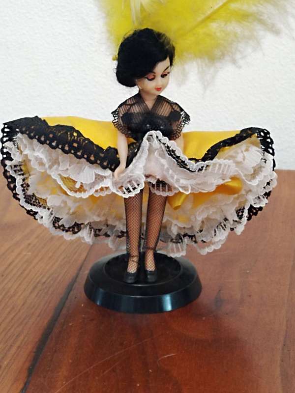 Vintage Folk Art Doll: Cancan Dancer Circa 1970
