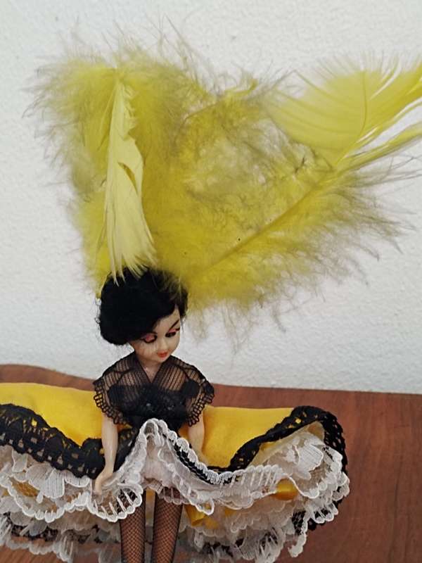 Vintage Folk Art Doll: Cancan Dancer Circa 1970