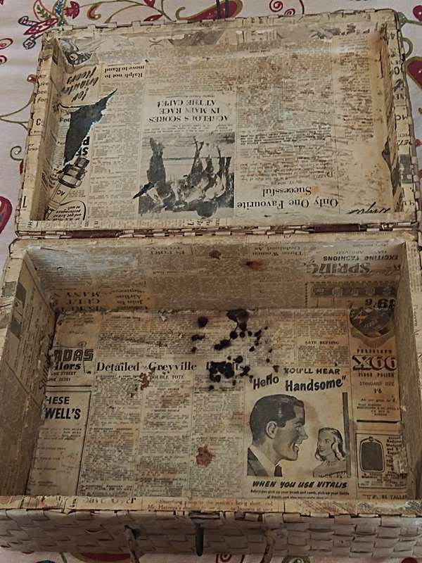Tin Box covered outside with Bamboo and inside with news paper