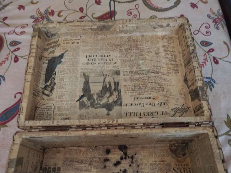Tin Box covered outside with Bamboo and inside with news paper