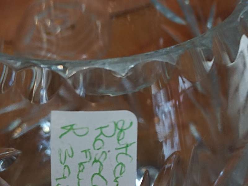 Rose cut Crystal vase with scroll  feet