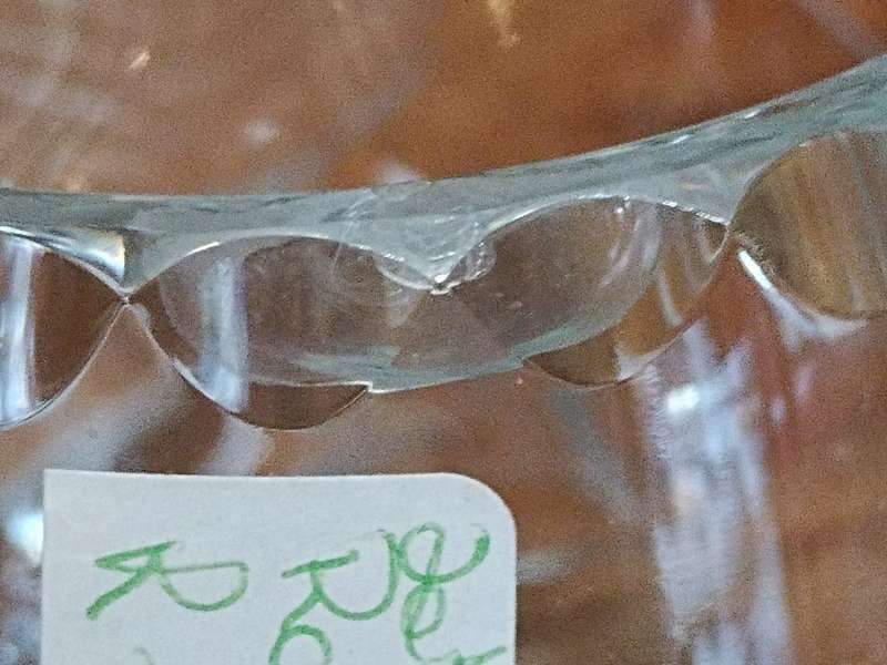 Rose cut Crystal vase with scroll  feet