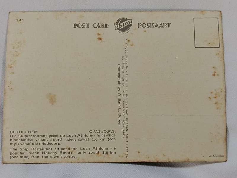 Skip restaurant-Loch Athlone Ship Restaurant Bethlehem postcard