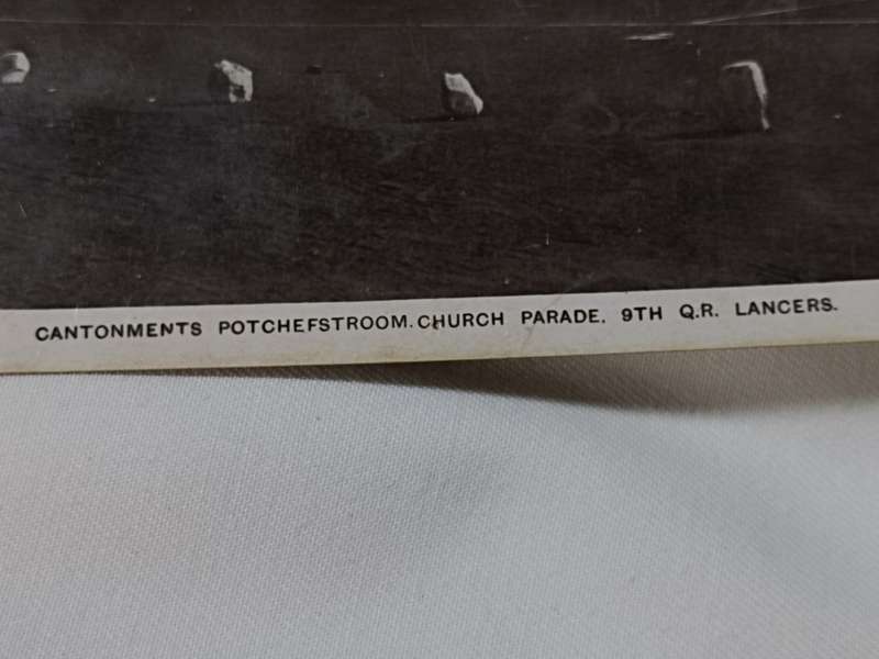Cantonments Potchefstroom church Parade, 9th QR Lancers postcard