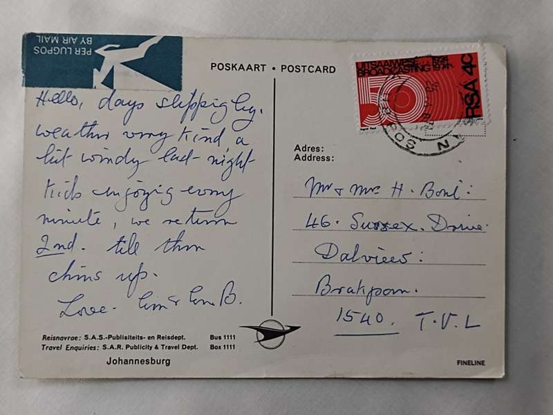 Postcards: S. A. R. Publicity & Travel Dept