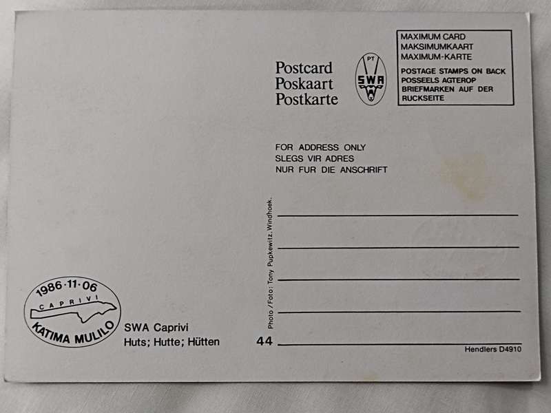 Postcards: SWA Caprivi Huts/Hutte