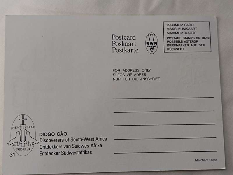 Postcard: Postcard: Discoverer of South West Africa/Ontdekkers van Suid Wes Afrika
