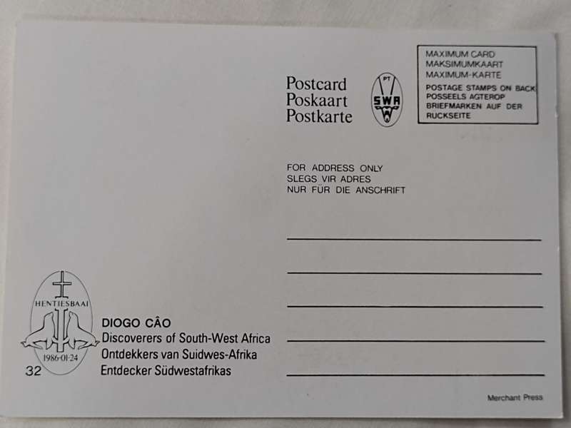 Postcard: Postcard: Discoverer of South West Africa/Ontdekkers van Suid Wes Afrika