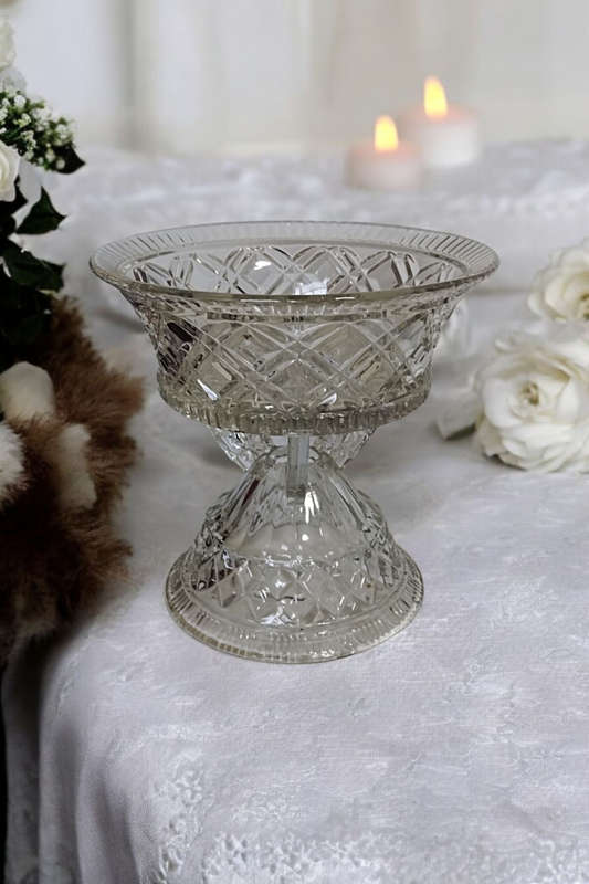 Libochovice 2 Part Glass Tri Footed Base With Large Removable Large Bowl 1930s