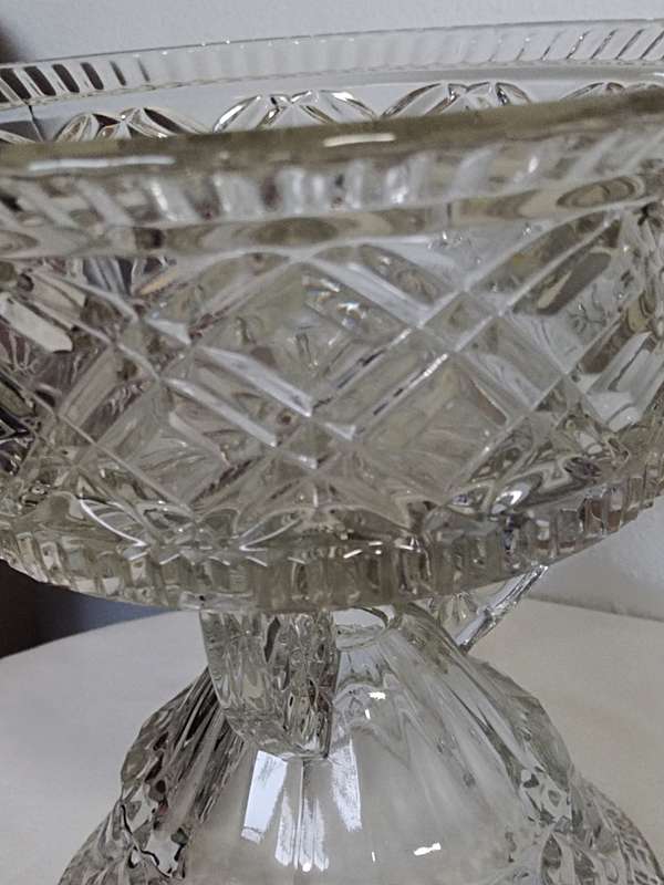 Libochovice 2 Part Glass Tri Footed Base With Large Removable Large Bowl 1930s