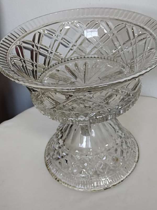 Libochovice 2 Part Glass Tri Footed Base With Large Removable Large Bowl 1930s