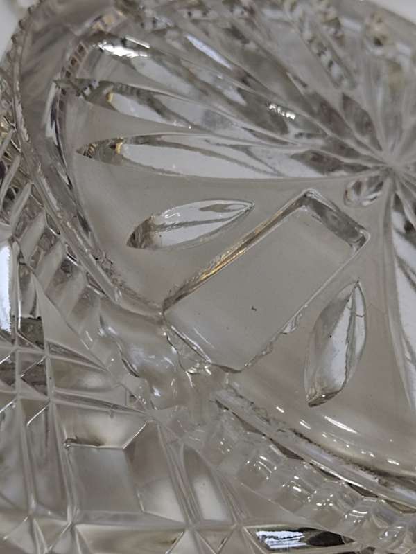 Libochovice 2 Part Glass Tri Footed Base With Large Removable Large Bowl 1930s