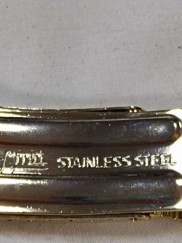 Men's Stainless steel watch strap: Gold tone