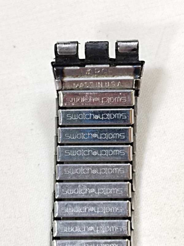 Mens Swatch black stretch strap