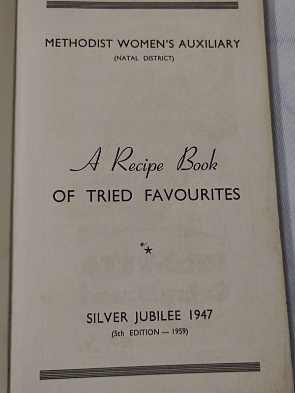 Silver Jubilee recipe book. Re Issued 1959