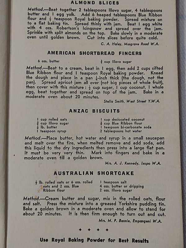 Silver Jubilee recipe book. Re Issued 1959