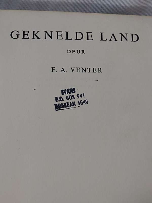 Geknelde Land. FA Venter - 1961