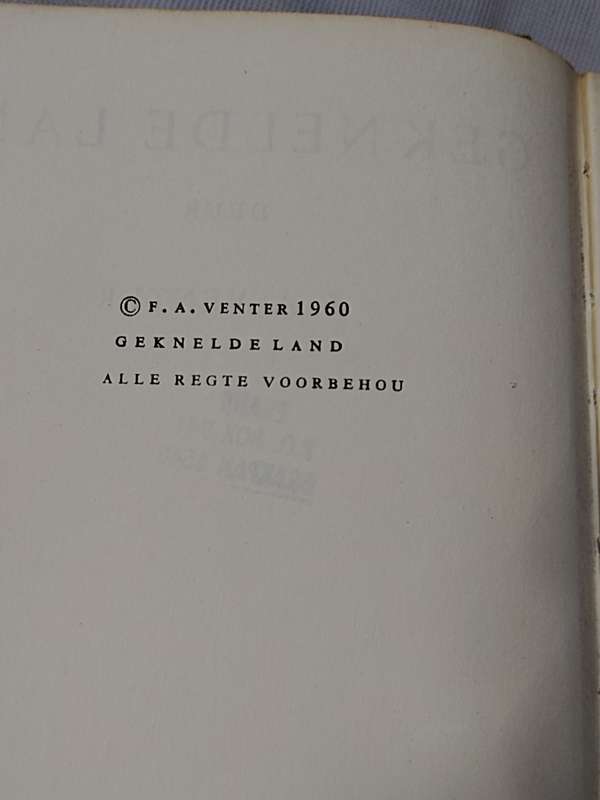 Geknelde Land. FA Venter - 1961