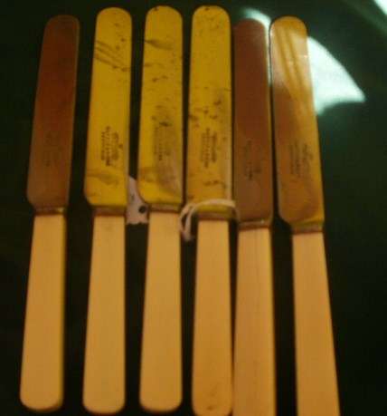 SET OF 6 BONE HANDLE/IVORY KNIFES MAPPIN & WEBB SHEFFIELD
