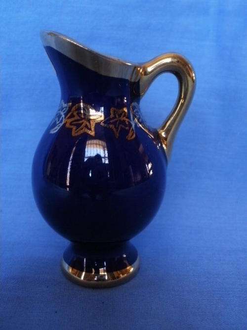 LIMOGES MINIATURE VASE = ROYAL BLUE & GOLD