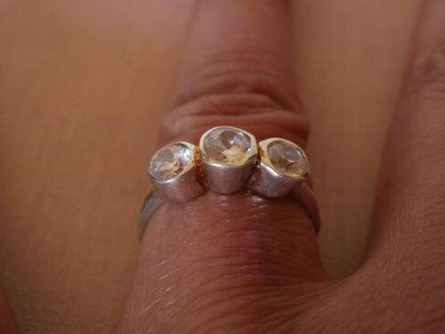 SILVER RING WITH THREE CUBIC ZIRCONIA (size n)