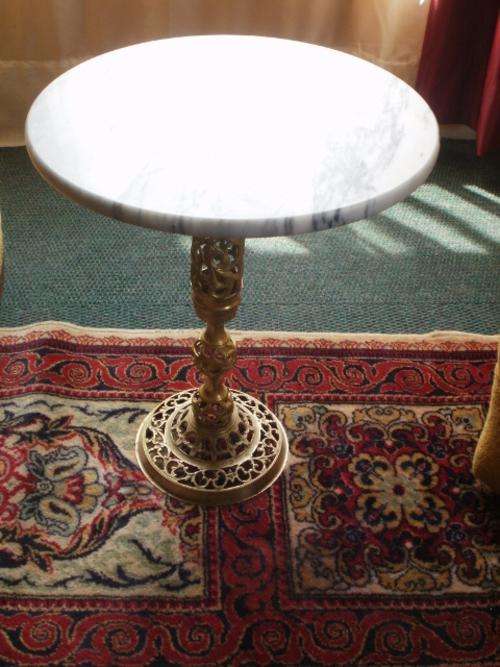 BRASS AND MARBLE SIDE TABLE
