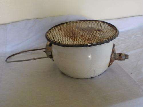 FISHERMAN'S LAMP MADE OUT OF A ENAMEL CHAMBER POT