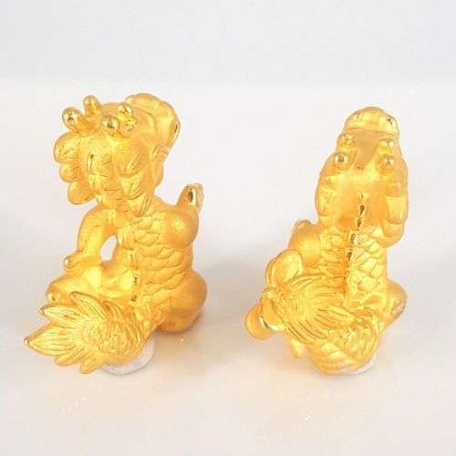 24ct YELLOW GOLD DRAGON STATUES