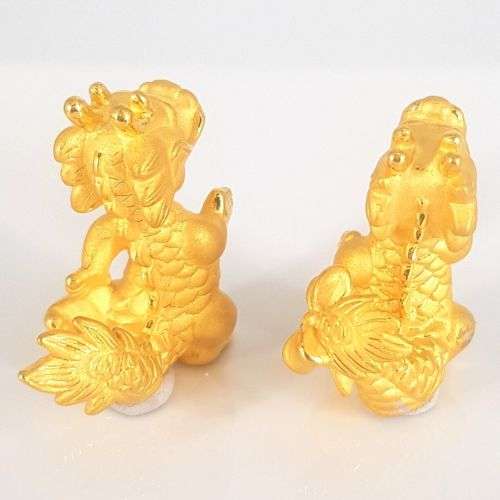 24ct YELLOW GOLD DRAGON STATUES