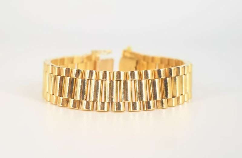 18CT YELLOW GOLD ROLEX STYLE BRACELET