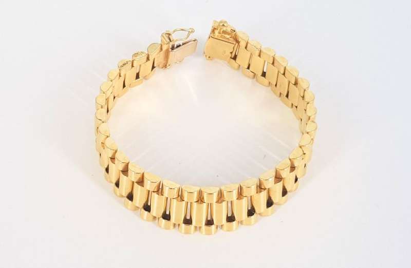 18CT YELLOW GOLD ROLEX STYLE BRACELET