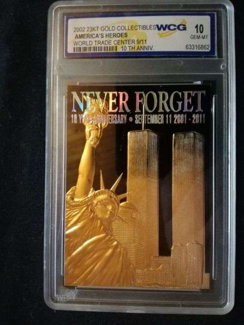 2002 World trade Centre 9/11 10 Year Anniv 23kt gold collectibles WCG 10 Gem-MT