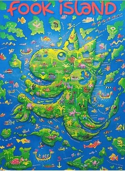 Norman Catherine  "FOOK ISLAND" Lithograph  by Whitnall Simonsen and Signed by Catherine