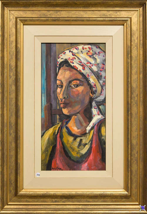 Dante Ruben (SA, Born 1962) Oil "Women Wth a Head Scarf"