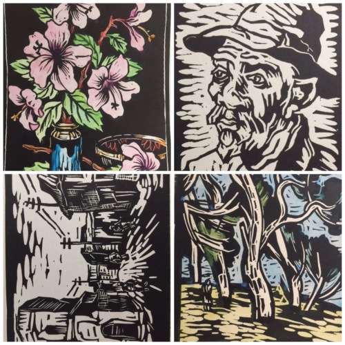 Gregoire Boonzaier  Set of 4 (Four) Signed Lithograh's  "Excellent Christmas Precent"