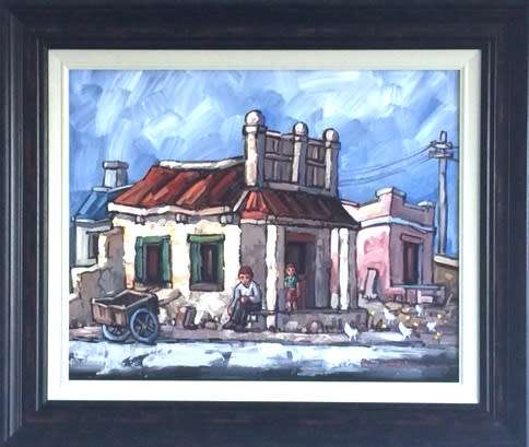 Emile Cronje `Children on the Stoep` Oil Big Painting