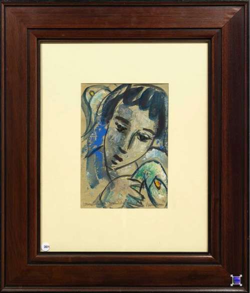 Hennie Niemann (SA 1941) Oil Sketch "Woman with Arum Lily"