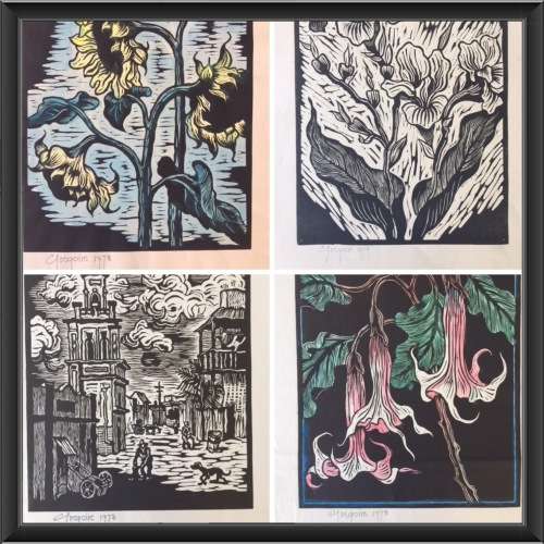 Greqoire Boonzaier Set of Four Linocut`s Signed and Dated