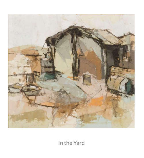 Welcome Koboka `In The  Yard` Oil on Board,