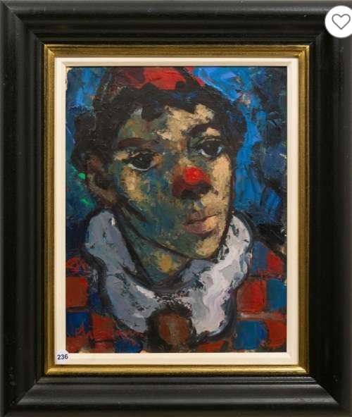 Hennie Niemann `Oil Painting `Surprised Clown`