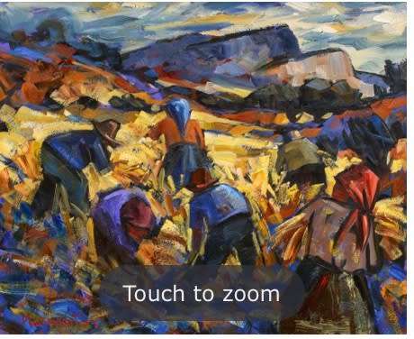 Hennie Niemann `Harvesters` Oil, Signed and Dated 2020 Size 50X60cm