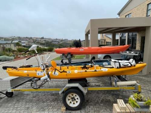 Toyandi 4 Carrier Kayak Fishing Trailer with 3 Sea Fishing Kayaks