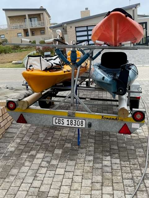Toyandi 4 Carrier Kayak Fishing Trailer with 3 Sea Fishing Kayaks