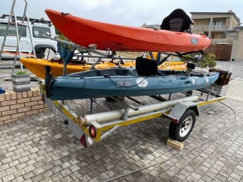 Toyandi 4 Carrier Kayak Fishing Trailer with 3 Sea Fishing Kayaks